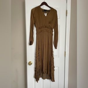 Bronze silk maxi dress